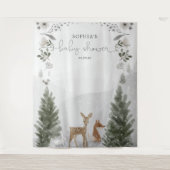 Winter Boho Woodland Babydusche Hintergrund Wandteppich (Vorderseite)