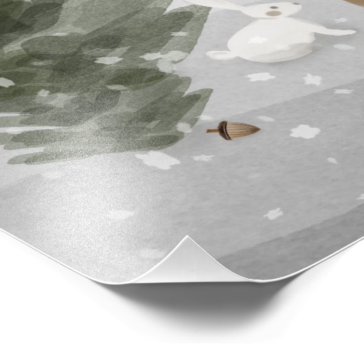 Winter Boho Woodland Babydusche Plakatschild Fotodruck (Ecke)