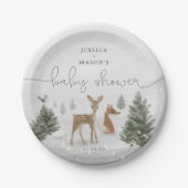 Winter Boho Woodland Babydusche Teller (Vorderseite)