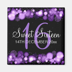 Winter-Bonbon 16 Geburtstags-Party lila Bokeh Magnet