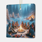 "Winter Bonfire Embrace: Wärme im Schnee" Keramikornament (Links)