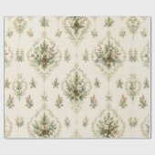 Winter Botanica Damask Botanisches Medaillon Geschenkpapier (Flach)