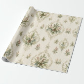 Winter Botanica Damask Botanisches Medaillon Geschenkpapier (Ungerollt)