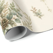 Winter Botanica Damask Botanisches Medaillon Geschenkpapier (Rolleneckpunkt)