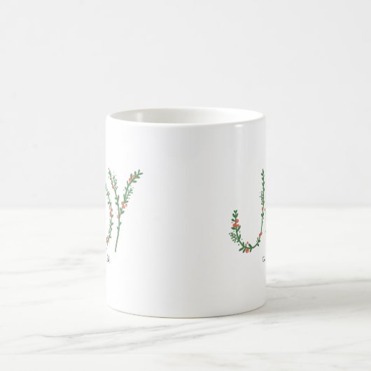 Winter Botanical Adorned JOY Weihnachten Kaffeetasse (Mittel)