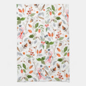 Winter Botanical Berries & Foliage Holiday Geschirrtuch (Vertikal)