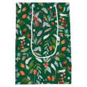 Winter Botanical Berries & Foliage Holiday Mittlere Geschenktüte (Rückseite)