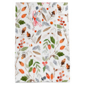 Winter Botanical Berries & Foliage Holiday Mittlere Geschenktüte (Rückseite)