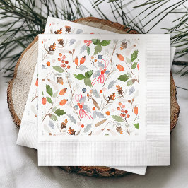 Winter Botanical Berries & Foliage Holiday  Serviette