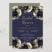 Winter Botanical Blue | Winterweißes Brautparty Einladung (Vorne/Hinten)