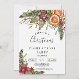Winter Botanical Christmas Invite | Rustic Dinner Einladung