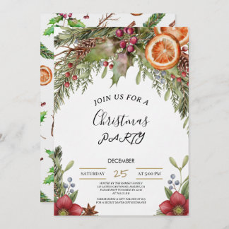 Winter Botanical Christmas Invite | Rustic Dinner Einladung