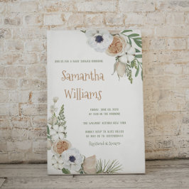 Winter Botanical Floral Cotton Baby Dusche Einladung