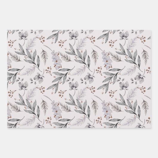 Winter Botanical Folies Weihnachten Geschenkpapier Set (Vorderseite)