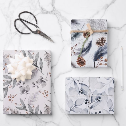 Winter Botanical Folies Weihnachten Geschenkpapier Set (Vorderseite)
