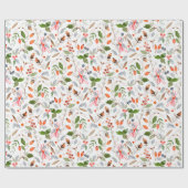 Winter Botanical Holly and Berries Geschenkpapier (Flach)