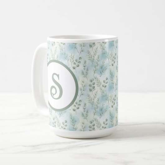 Winter Botanical Monogram Mug Kaffeetasse (Vorderseite Links)