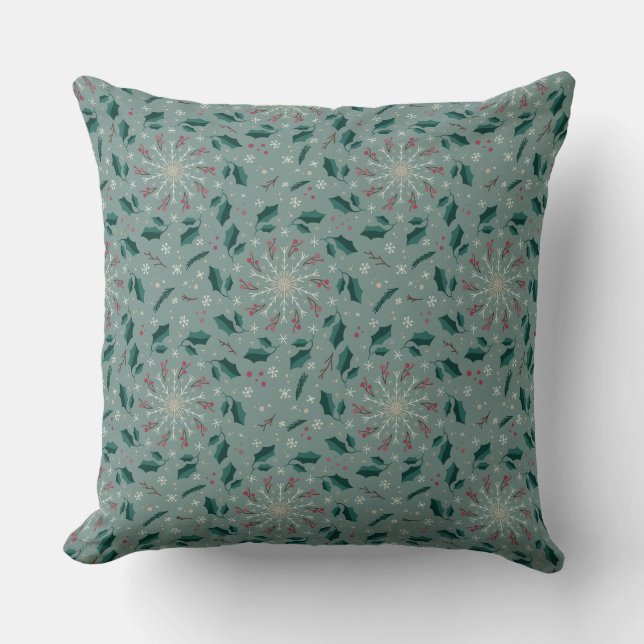 Winter Botanical Snowflake Throw Pillow Kissen (Vorderseite)