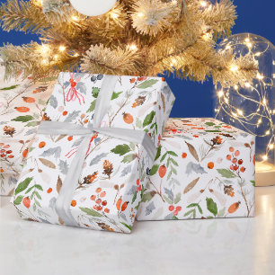 Winter Botanical Stechpalme und Beeren Geschenkpapier