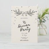Winter Botanical Weihnachts-Dinnerparty Einladung (Stehend Vorderseite)