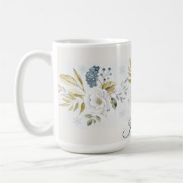 Winter Botanical White Rose & Blueberry Kaffeetasse