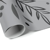 Winter Botanical Wrapping Paper - Grau & Schwarz Geschenkpapier (Rolleneckpunkt)