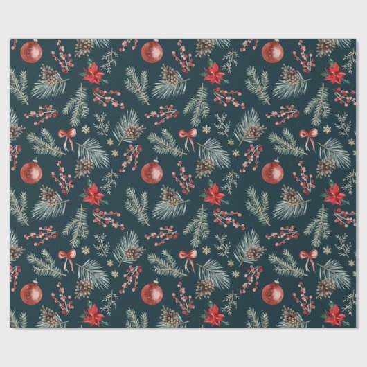 Winter Botanicals Coquette Bow | Christmas Geschenkpapier (Flach)