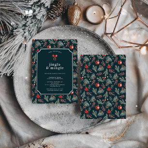 Winter Botanicals Coquette Bow Weihnachtsfeier Einladung