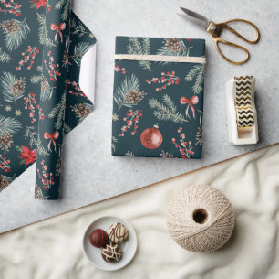 Winter Botanicals Coquette Schleife Weihnachten Geschenkpapier