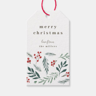 Winter Botanicals Eleganter Urlaub Weihnachten bis Geschenkanhänger