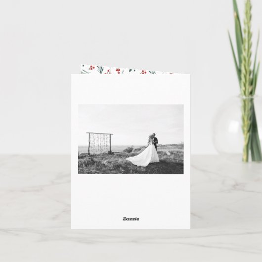 Winter Botanicals Elegantes Verheiratetes Foto Karte (Rückseite)