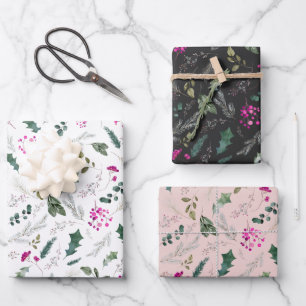 Winter Botanicals & Fuchsia Berries Geschenk Geschenkpapier Set