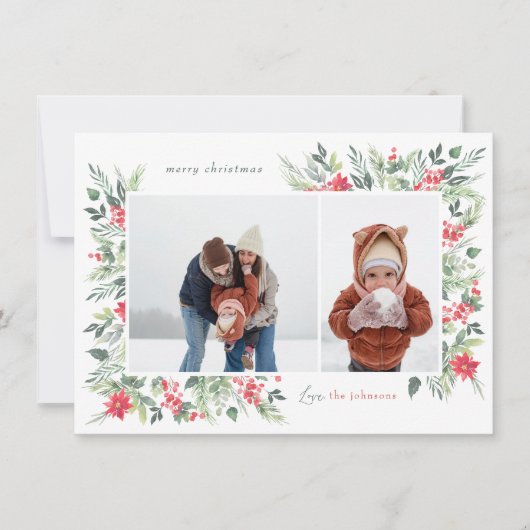 Winter Botanicals & Holly Frohe Weihnachten 2 Foto (Vorderseite)