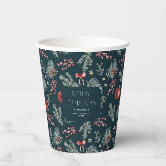Winter Botanicals | Monogram Christmas Pappbecher (Vorderseite)