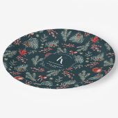 Winter Botanicals | Monogram Christmas Pappteller (Schrägansicht)