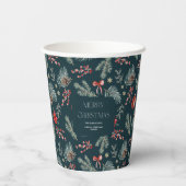 Winter Botanicals | Monogramm Weihnachten Pappbecher (Rückseite)