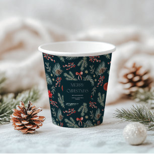 Winter Botanicals   Monogramm Weihnachten Pappbecher