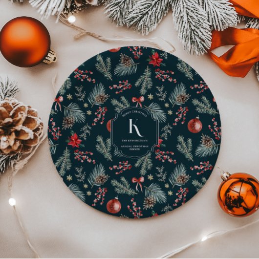 Winter Botanicals | Monogramm Weihnachten Pappteller
