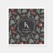 Winter Botanicals | Monogramm Weihnachten Serviette (Vorderseite)