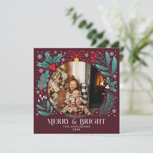 Winter Botanicals Ornament Weihnachtsfotokarte (Stehend Vorderseite)