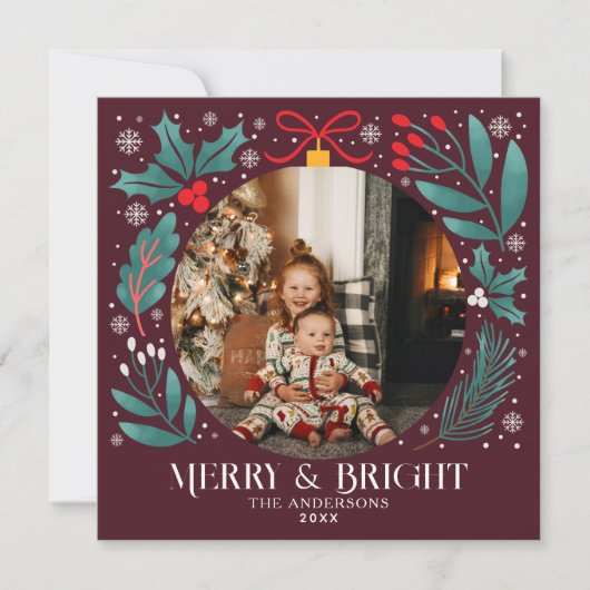 Winter Botanicals Ornament Weihnachtsfotokarte (Vorderseite)
