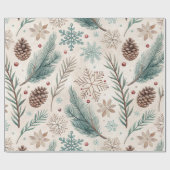 Winter Botanicals & Schneeflocken - Rustikale Feie Geschenkpapier (Flach)