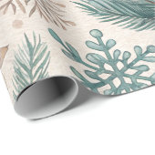Winter Botanicals & Schneeflocken - Rustikale Feie Geschenkpapier (Rolleneckpunkt)