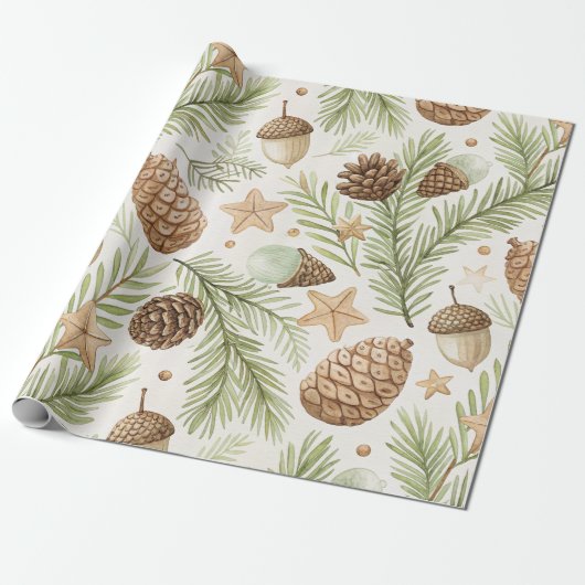 Winter Botanicals & Schneeflocken - Rustikale Feie Geschenkpapier (Ungerollt)