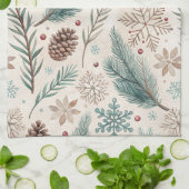 Winter Botanicals & Schneeflocken - Rustikale Feie Geschirrtuch (Gefaltet)