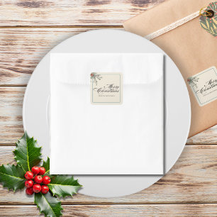 Winter Botanicals Weihnachtsfeier Laubwerk Quadratischer Aufkleber