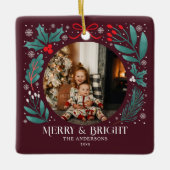 Winter Botanicals Weihnachtsfest Foto Keramikornament (Vorderseite)