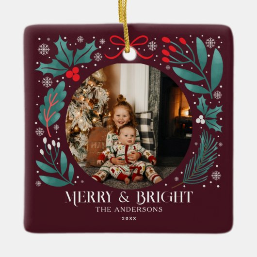 Winter Botanicals Weihnachtsfest Foto Keramikornament (Vorderseite)