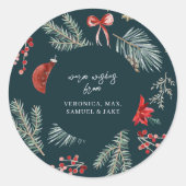 Winter Botanicals | Weihnachtsgeschenk-Aufkleber Runder Aufkleber (Vorderseite)