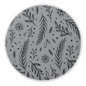 Winter Botanik Keramik Knauf – Grau (Vorderseite)